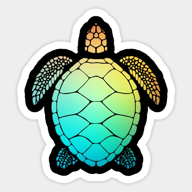 Cute Turtle Loves The Beach - Yeah Save The Sea Turtle Black Sticker by mangobanana